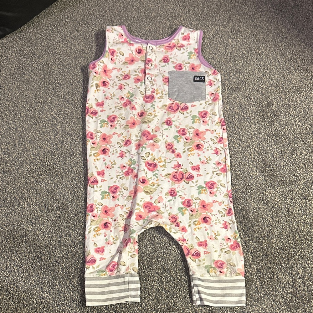 Rags to Raches Sleeveless Romper with Gray Accents